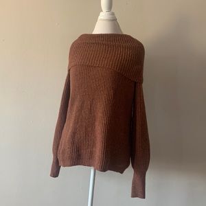 PINK ROSE Off Shoulder Cowl Neck Sweater - Size Large